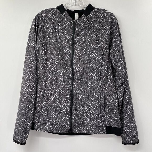 Lululemon Athletica Women's 8 Frozen Fiz White Black/Black Lined Full Zip Jacket - Picture 1 of 4